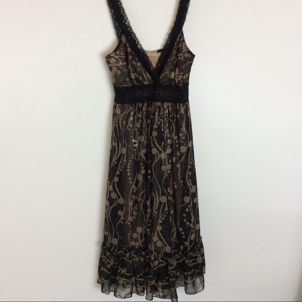 Beautiful Lace Detail Gold Shimmer Dress